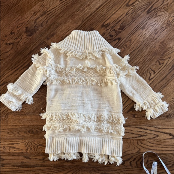 Banana Republic Mesa Fringed Cardigan Cream XL Organic Cotton Western Oversized - Picture 5 of 9